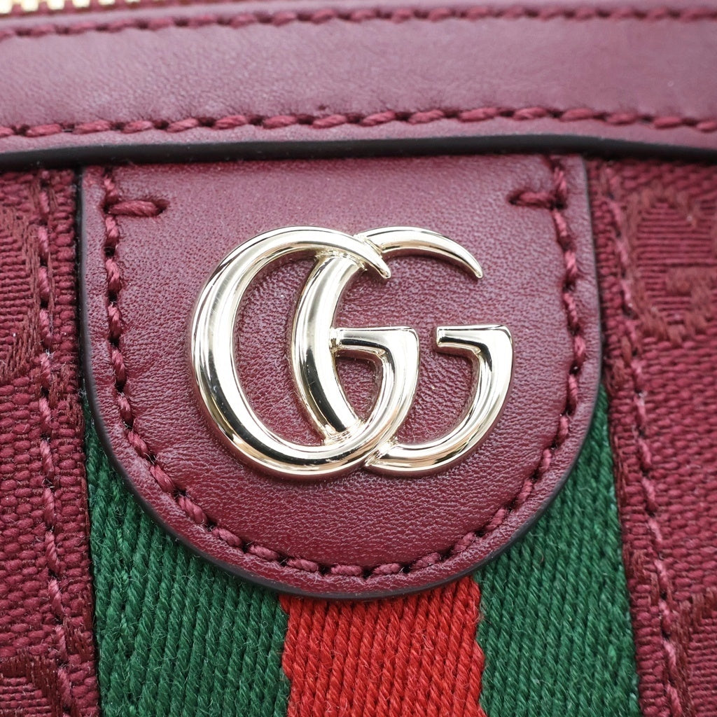 GUCCI(グッチ) オフィディア ミニボストンバッグ ハンドバッグ レッド レザー×キャンバス 772061 レディース