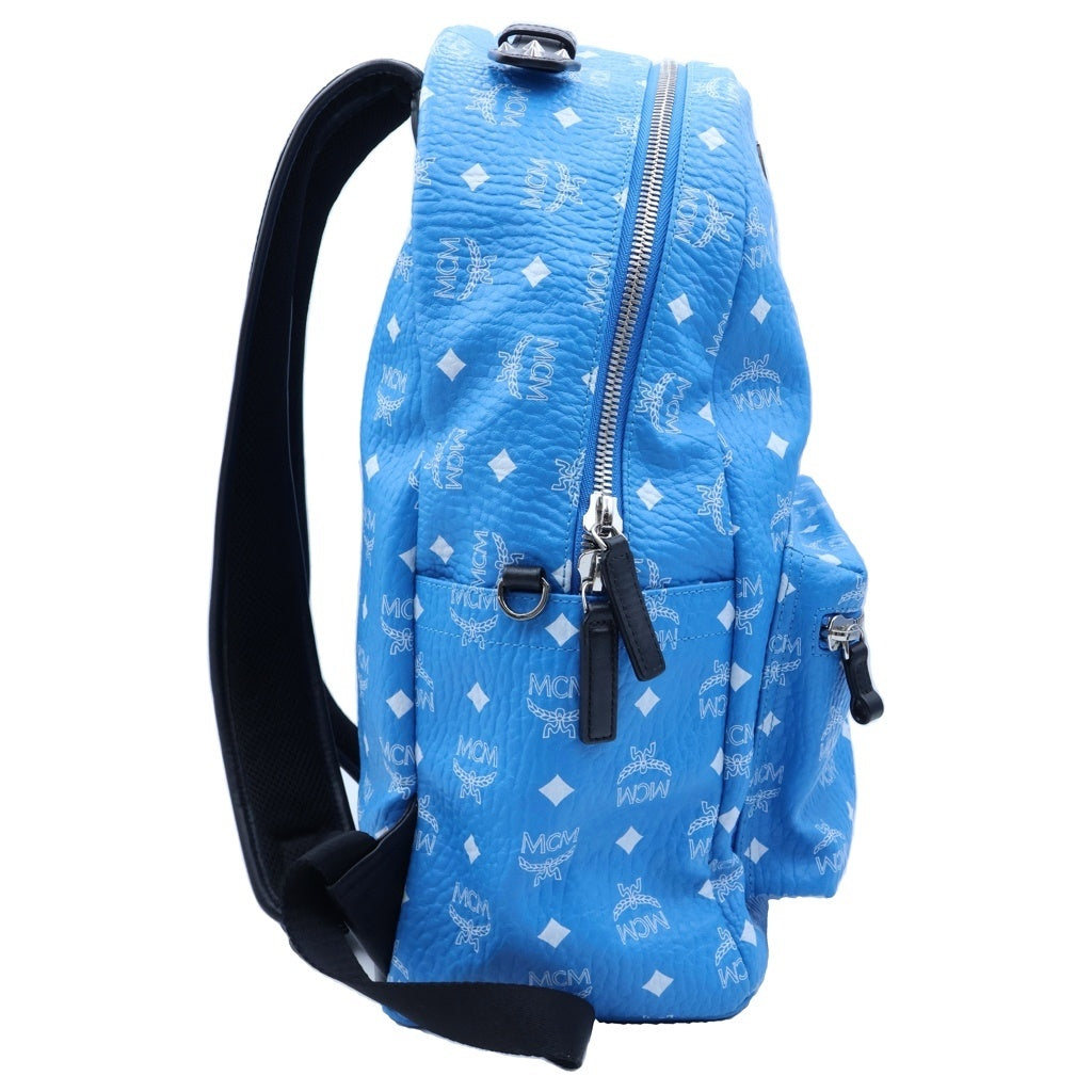 MCM(エム シー エム) スタッズ バックパック リュック ブルー レザー