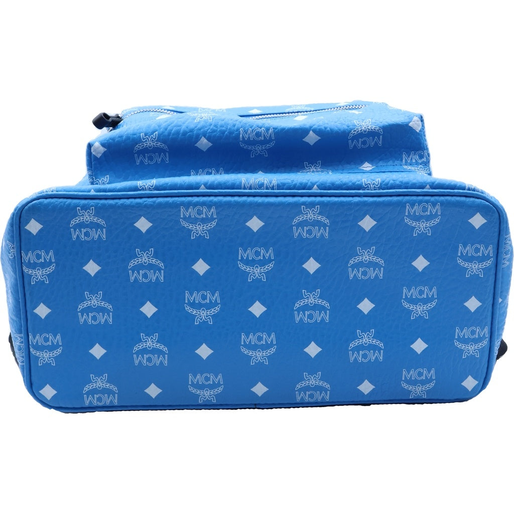 MCM(エム シー エム) スタッズ バックパック リュック ブルー レザー