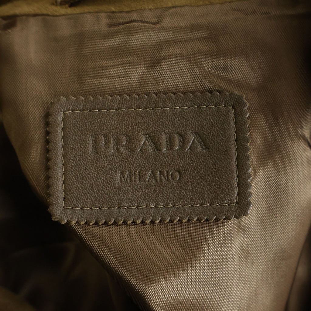 PRADA(プラダ) 25AW suede jacket スエードレザー バック トライアングル ワッペンロゴ ジャケット ブラウン UPW567