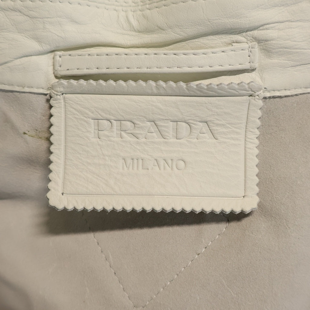 PRADA(プラダ) Nappa Leather Blouson Jacket ナッパレザー ジップアップ ブルゾン ジャケット ホワイト UPW492
