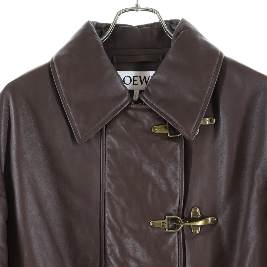 LOEWE(ロエベ) Fireman buckle Napa lambskin coat ファイヤーマン バックル ナッパ ラムスキン レザー コート ブラウン H526Y34L95