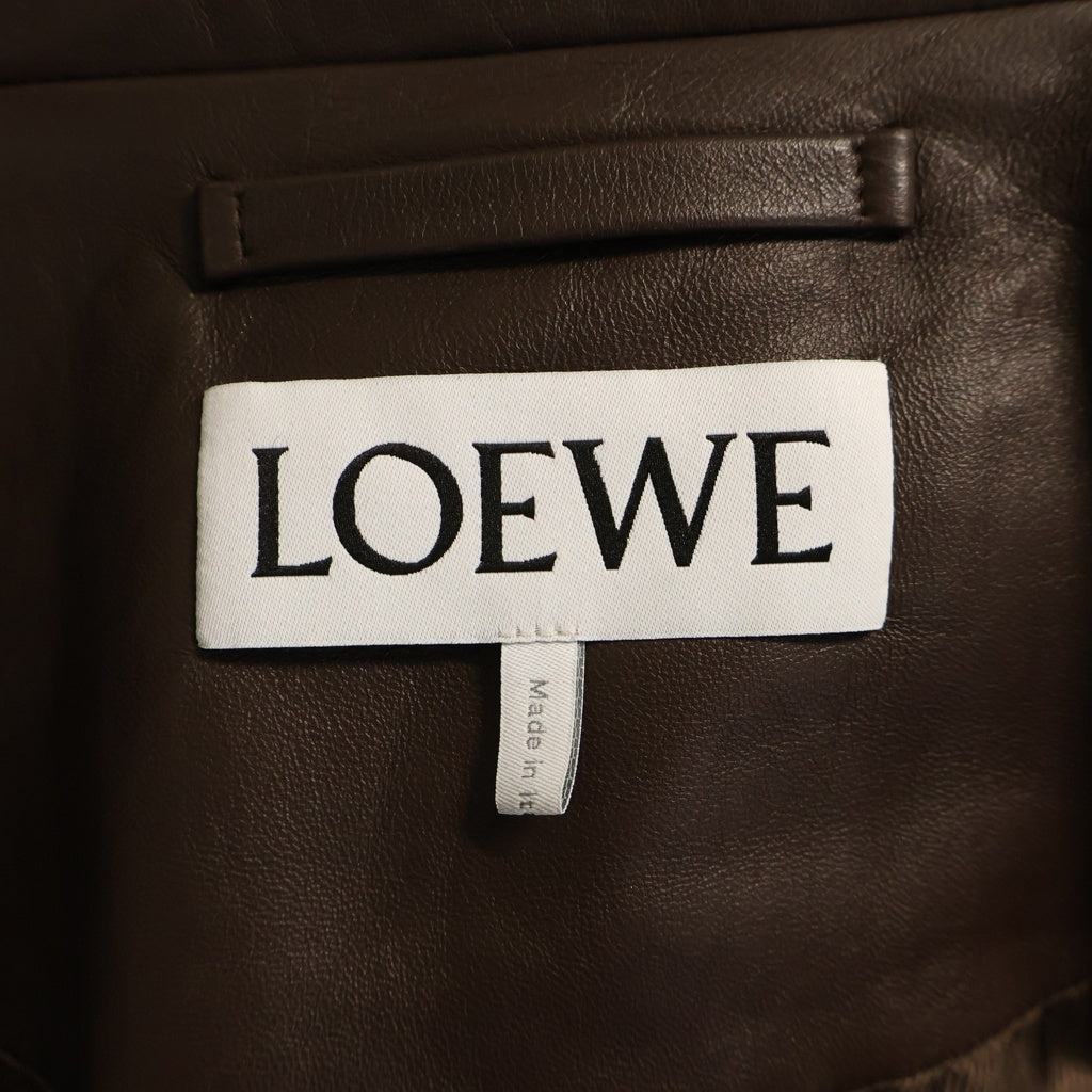 LOEWE(ロエベ) Fireman buckle Napa lambskin coat ファイヤーマン バックル ナッパ ラムスキン レザー コート ブラウン H526Y34L95