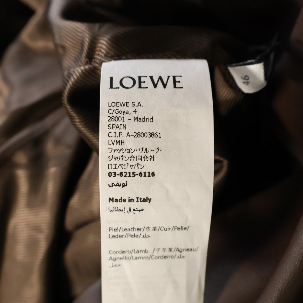LOEWE(ロエベ) Fireman buckle Napa lambskin coat ファイヤーマン バックル ナッパ ラムスキン レザー コート ブラウン H526Y34L95