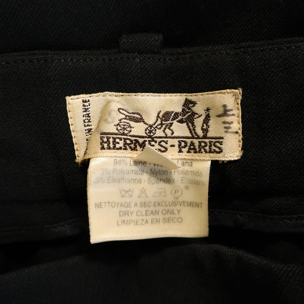 HERMES(エルメス) ウール ストレッチ スラックスパンツ ブラック レディース