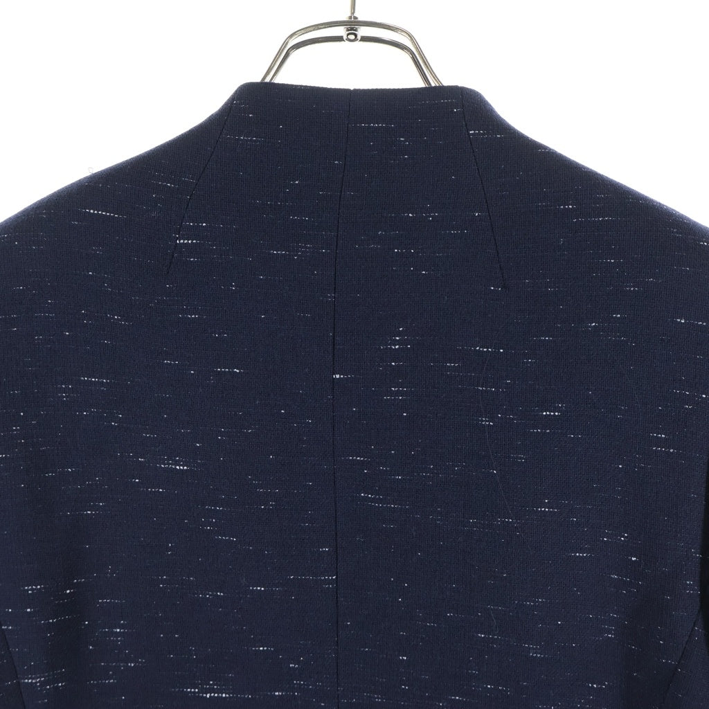 NO BRAND(ノーブランド) essebi due ノーカラー ジャケット ウール ネイビー レディース