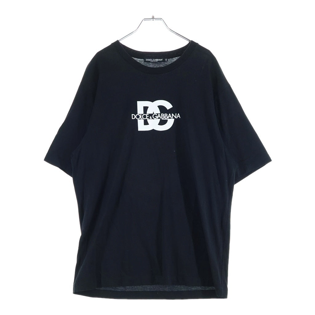 DOLCE & GABBANA(ドルチェアンドガッバーナ) DGロゴ 半袖カットソー Tシャツ ブラック コットン G8PN9T G7M1C A