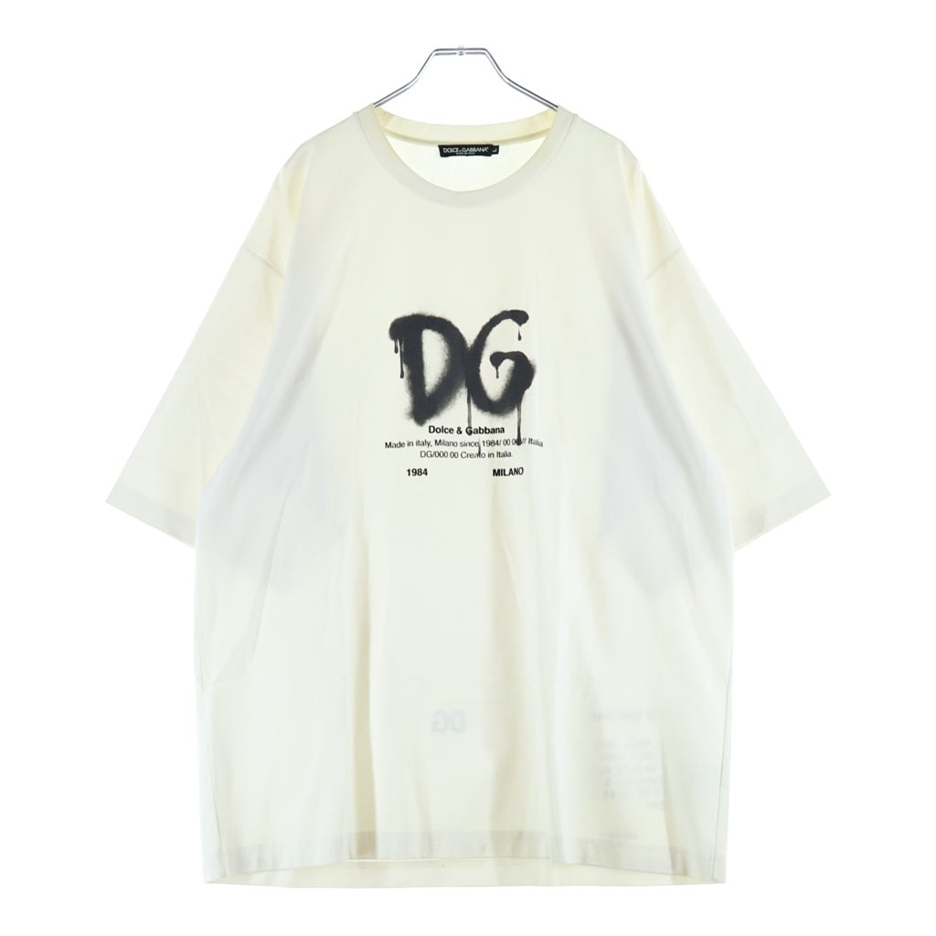 DOLCE & GABBANA(ドルチェアンドガッバーナ) DGロゴ オーバーサイズTシャツ ホワイト コットン G8NG3T FUGK4 E