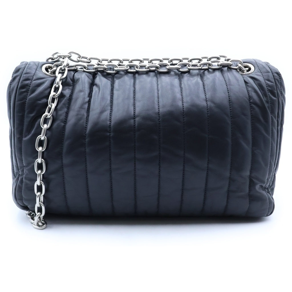 BALENCIAGA(バレンシアガ) モナコ チェーンショルダーバッグ キルティング ブラック ナイロン シルバー金具 レディース