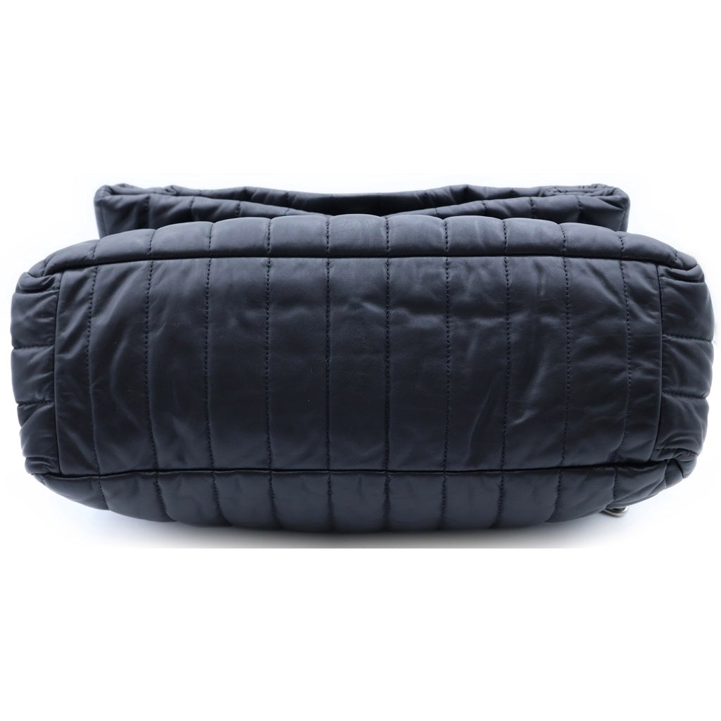 BALENCIAGA(バレンシアガ) モナコ チェーンショルダーバッグ キルティング ブラック ナイロン シルバー金具 レディース