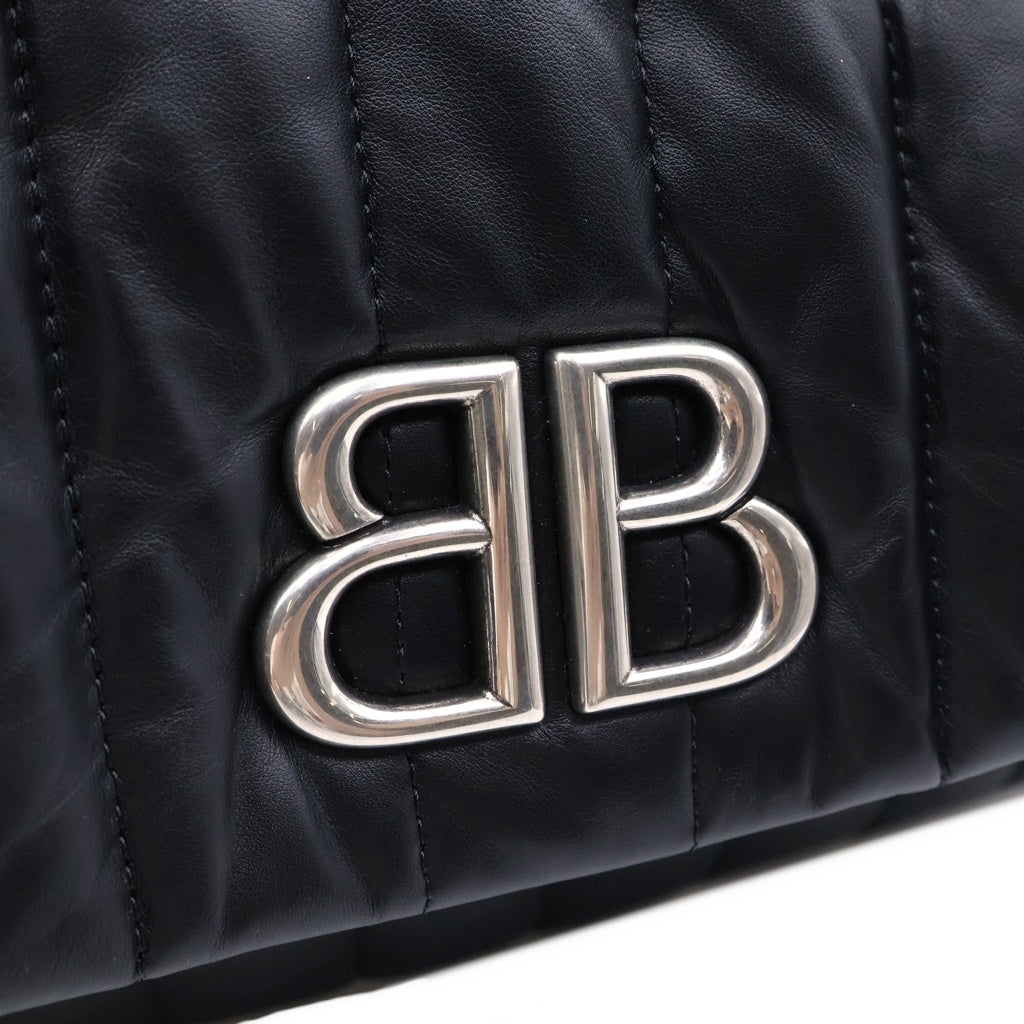 BALENCIAGA(バレンシアガ) モナコ チェーンショルダーバッグ キルティング ブラック ナイロン シルバー金具 レディース