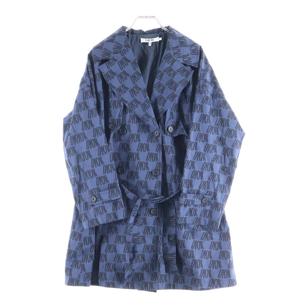 DIOR(ディオール) 総柄 ロゴ トレンチコート ネイビー コットン 2WBM11COAF レディース