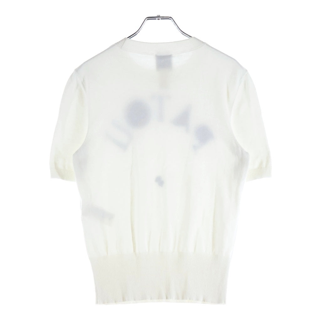 PATOU(パトゥー) 24AW ロゴ エコフレンドリー半袖 ジャカードニット カットソー ホワイト コットン KN068-8045 レディース