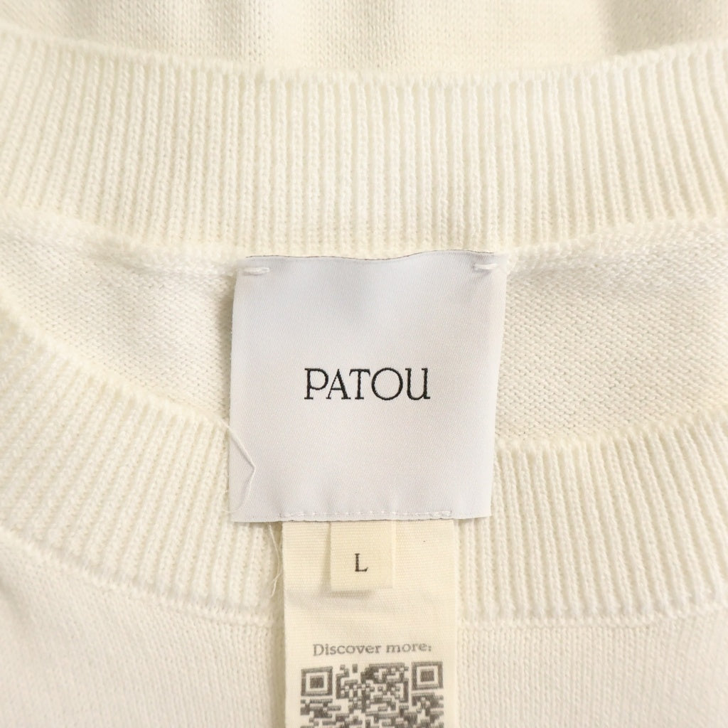 PATOU(パトゥー) 24AW ロゴ エコフレンドリー半袖 ジャカードニット カットソー ホワイト コットン KN068-8045 レディース