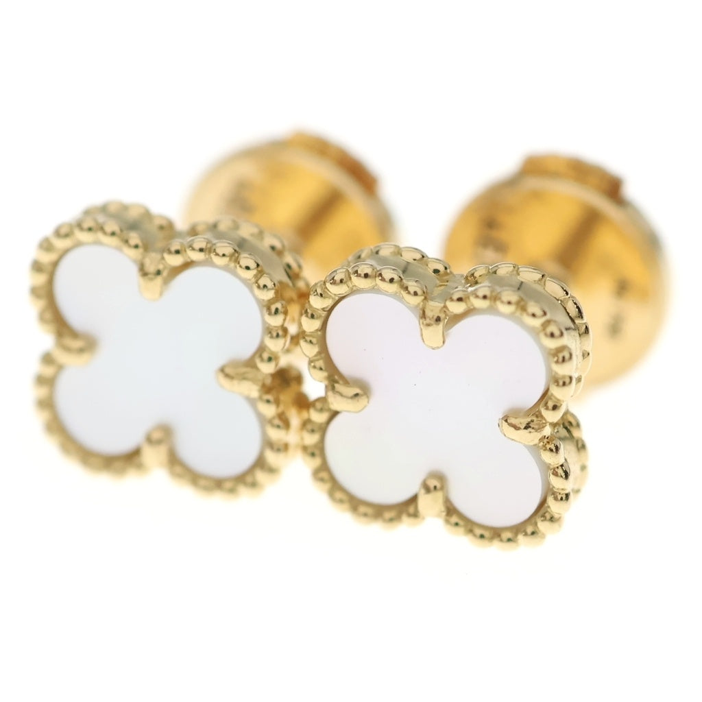 Van Cleef & Arpels(ヴァンクリーフアンドアーペル) スウィートアルハンブラ マザーオブパール ピアス ホワイト×イエローゴールド 750/18KYG VCARA44800 レディース