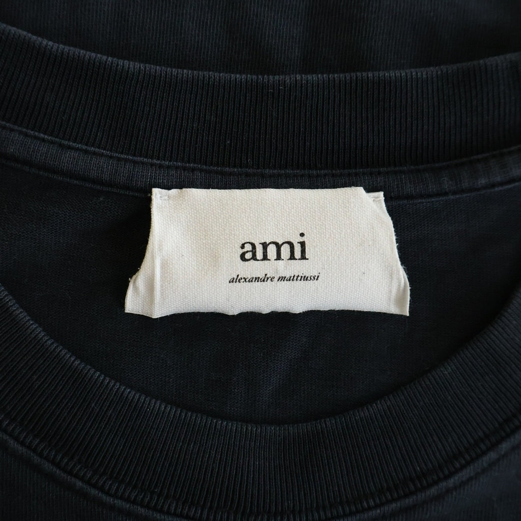 ami paris(アミパリス) ロゴ Tシャツ 半袖 カットソー コットン ネイビー