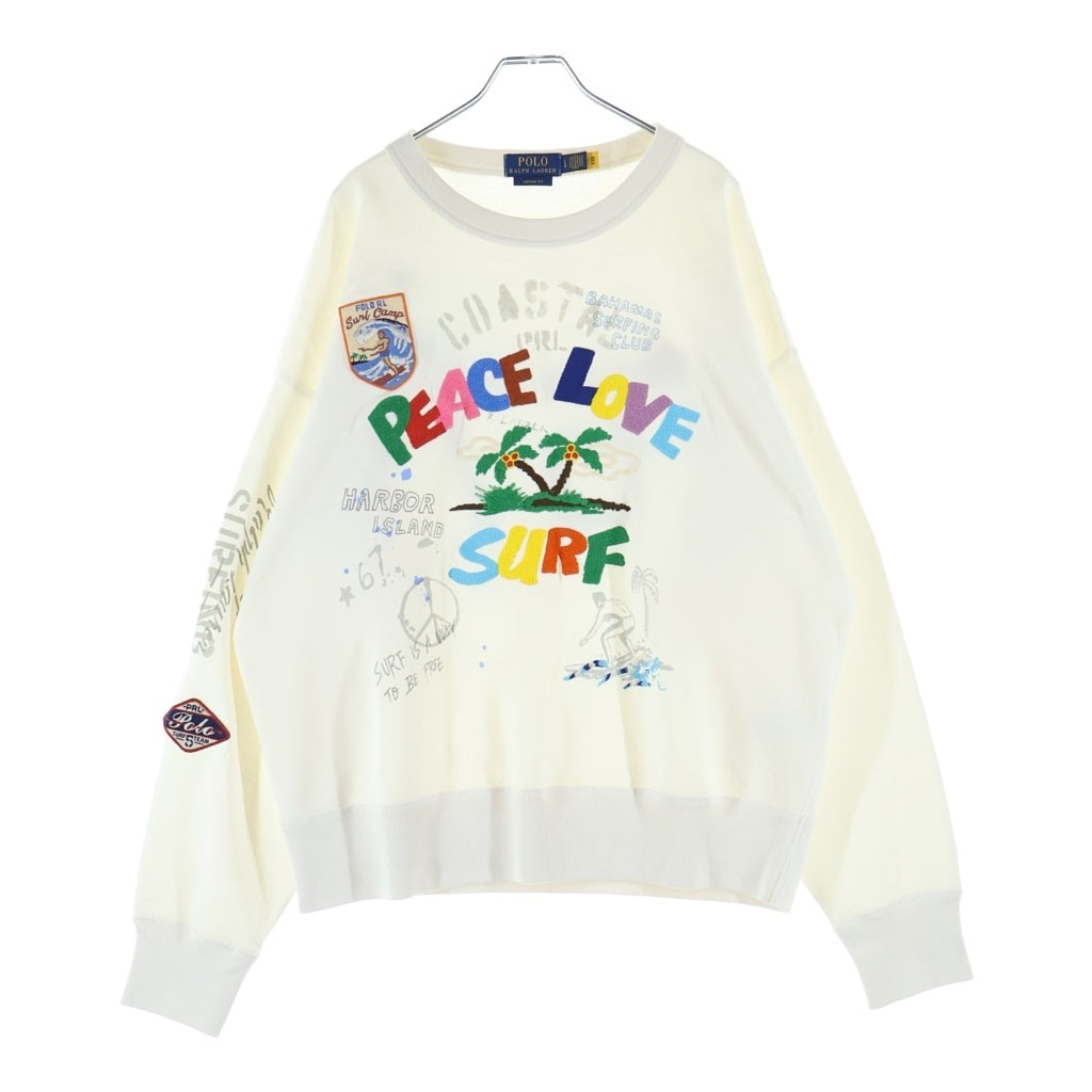 POLO RALPH LAUREN(ポロラルフローレン) PEACE LOVE ロゴプリント スウェット コットン ホワイト/マルチカラー