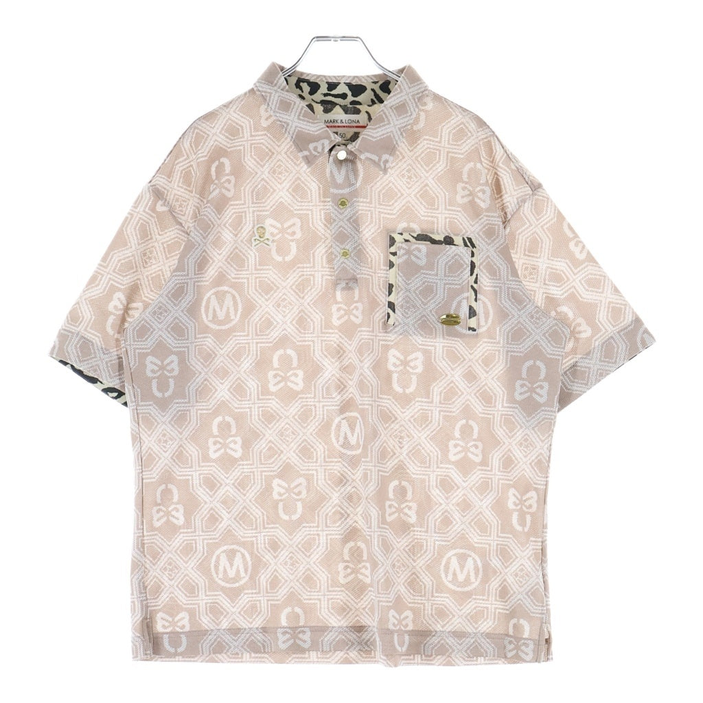 MARK&LONA(マークアンドロナ) ドミナント メッシュ ポロシャツ Tシャツ 半袖 ポリエステル ピンクベージュ