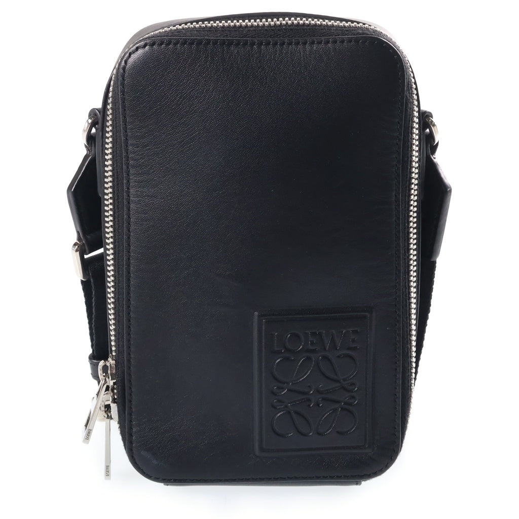 LOEWE(ロエベ) Vertical Crossbody Pocket アナグラム バーティカル ショルダー クロスボディポケットバッグ レザー ブラック C565S59X01