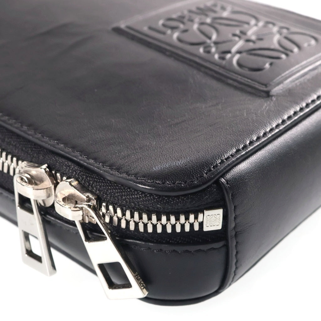 LOEWE(ロエベ) Vertical Crossbody Pocket アナグラム バーティカル ショルダー クロスボディポケットバッグ レザー ブラック C565S59X01