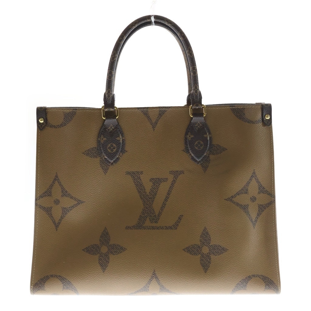 LOUIS VUITTON(ルイヴィトン) モノグラム ジャイアント オンザゴーMM ハンドバッグ トートバッグ ブラウン レザー×PVC M45321 ゴールド金具 レディース