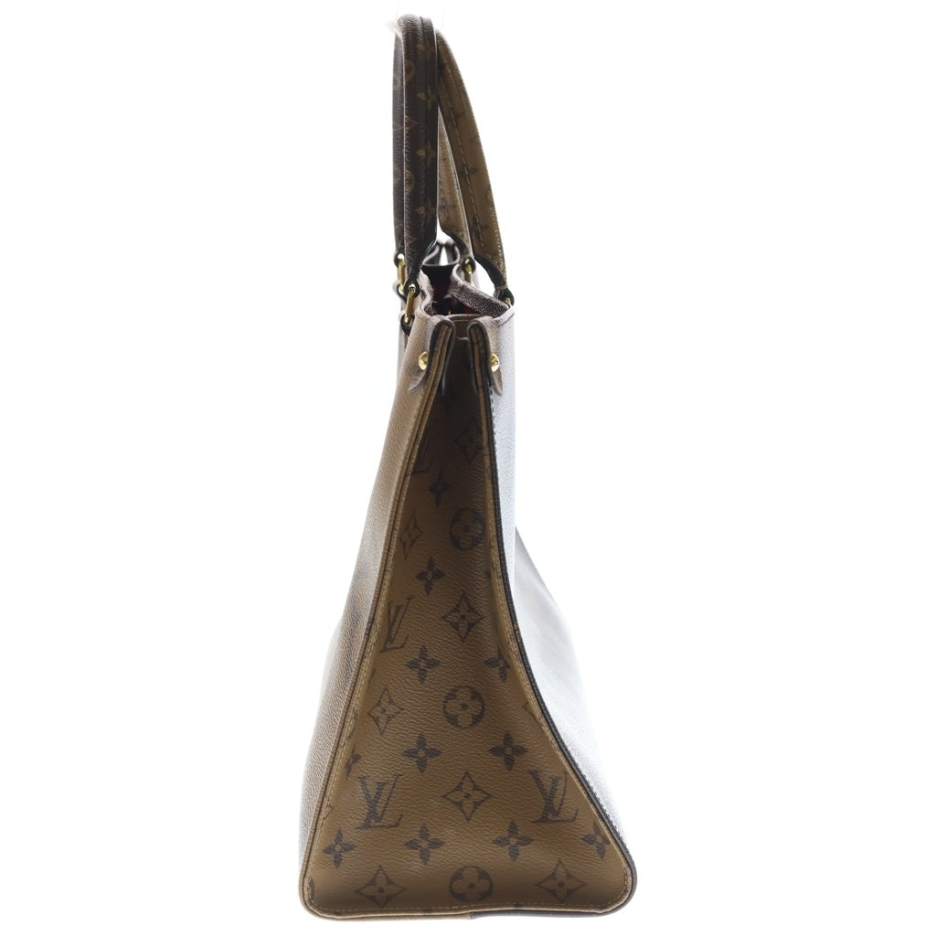 LOUIS VUITTON(ルイヴィトン) モノグラム ジャイアント オンザゴーMM ハンドバッグ トートバッグ ブラウン レザー×PVC M45321 ゴールド金具 レディース