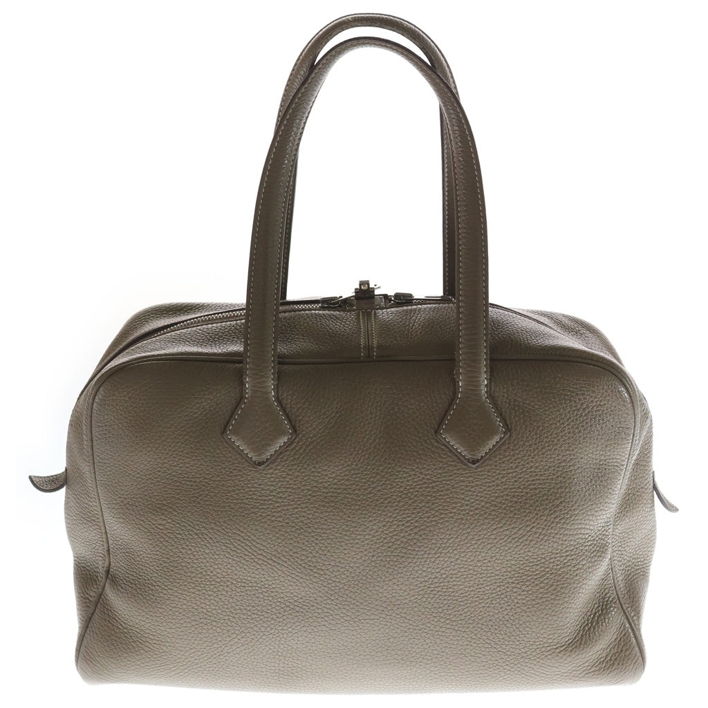 HERMES(エルメス) ヴィクトリア35 ハンドバッグ ボストンバッグ ブラウン エトゥープ トリヨン レザー C刻印 シルバー金具 レディース