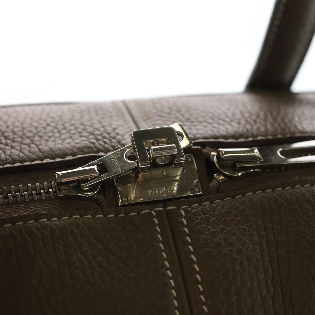 HERMES(エルメス) ヴィクトリア35 ハンドバッグ ボストンバッグ ブラウン エトゥープ トリヨン レザー C刻印 シルバー金具 レディース