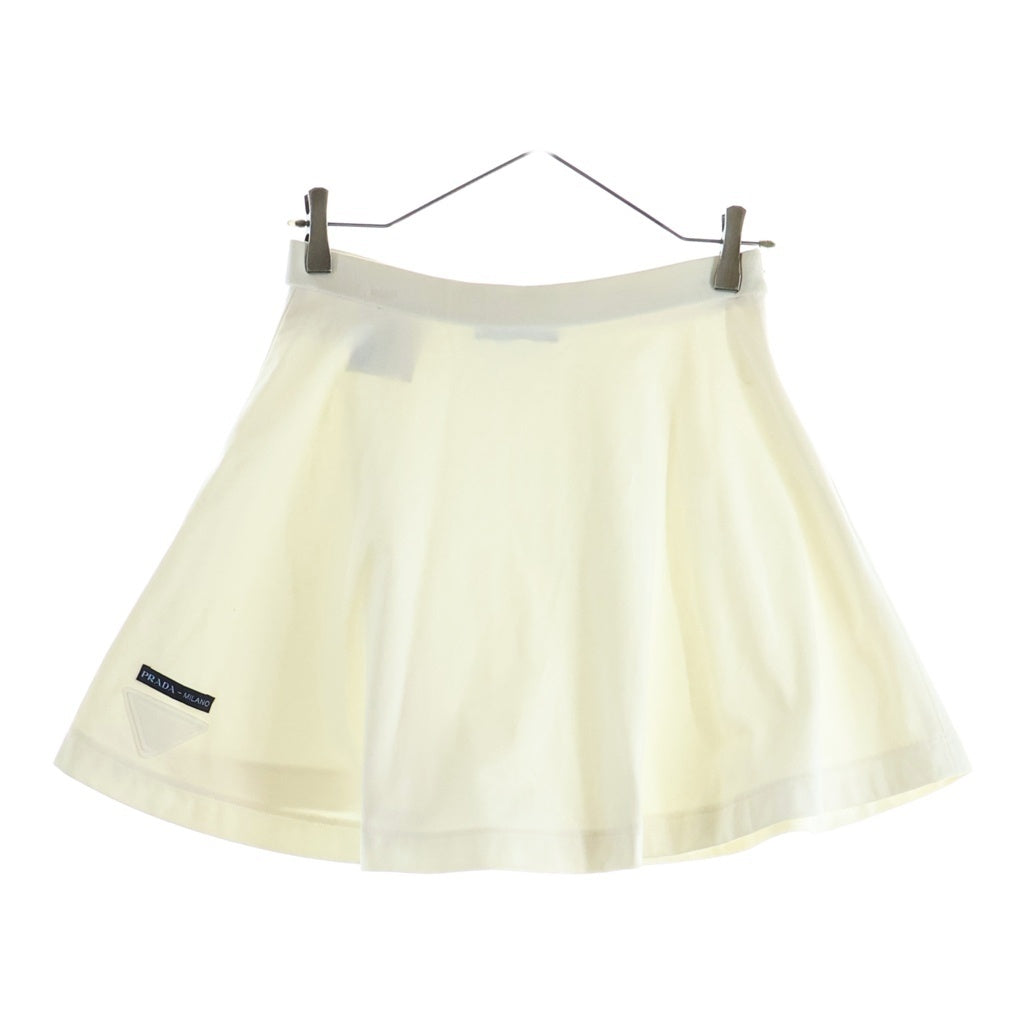 PRADA(プラダ) 18SS トライアングル ワッペンロゴ コットン フレア ミニスカート ホワイト レディース 31099