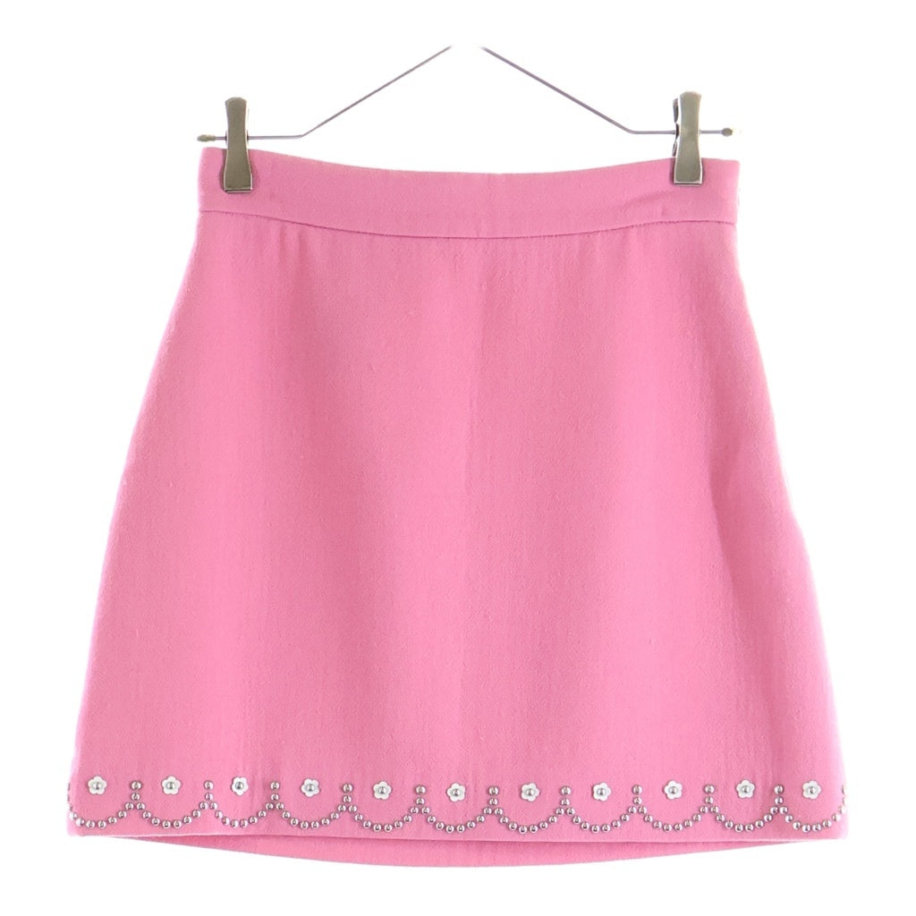 miumiu(ミュウミュウ) 17SS フラワー スタッズ装飾 ウール ミニスカート ピンク レディース MG1115