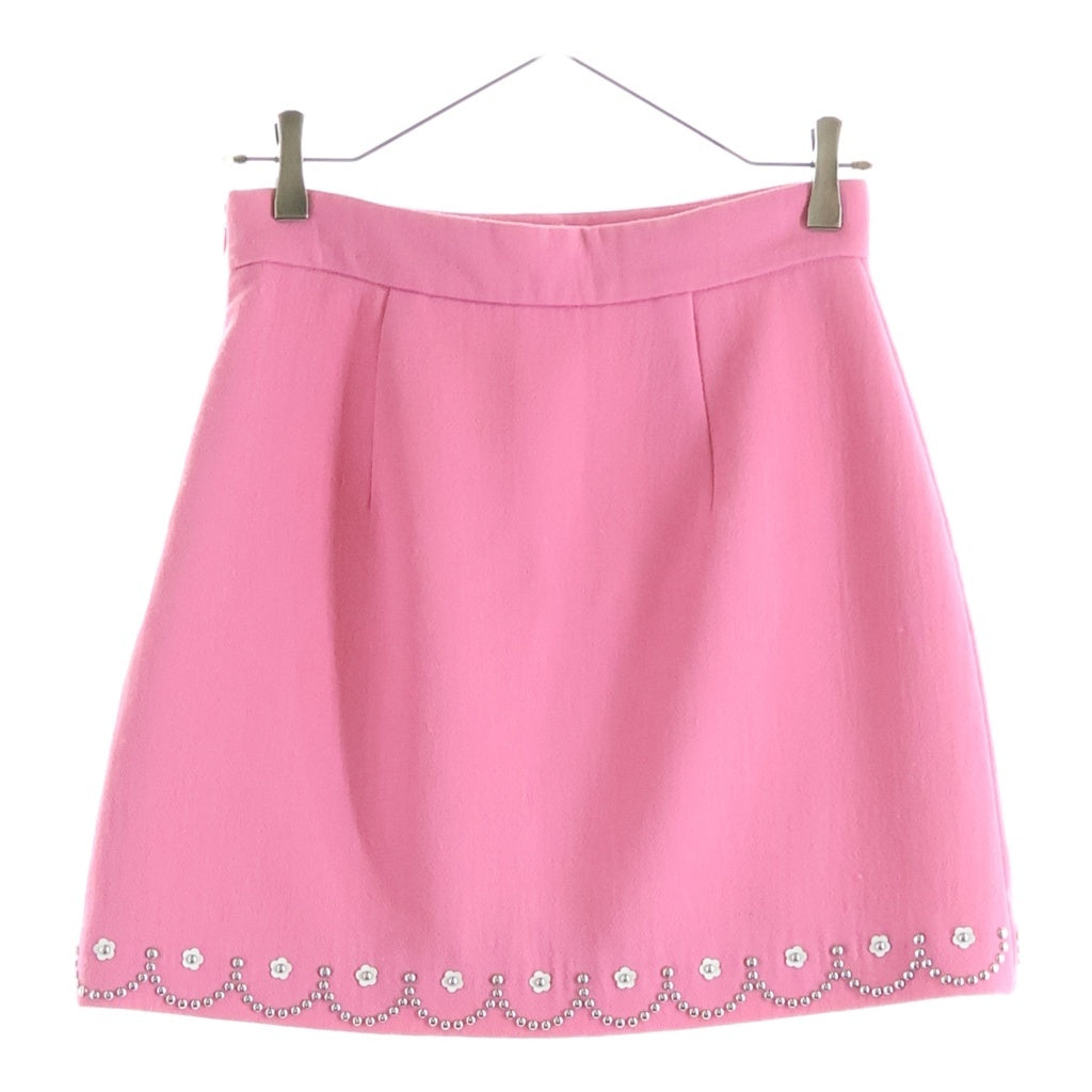 miumiu(ミュウミュウ) 17SS フラワー スタッズ装飾 ウール ミニスカート ピンク レディース MG1115