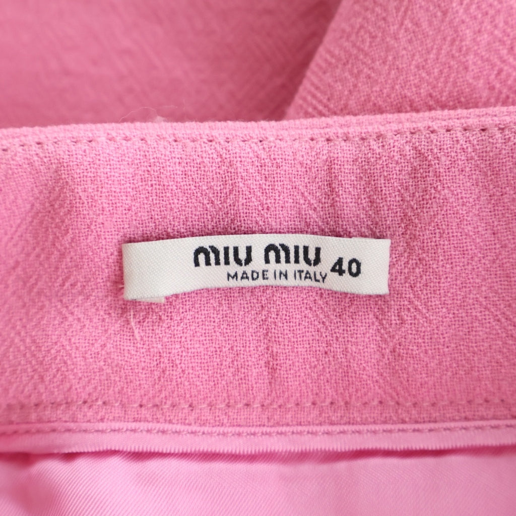 miumiu(ミュウミュウ) 17SS フラワー スタッズ装飾 ウール ミニスカート ピンク レディース MG1115
