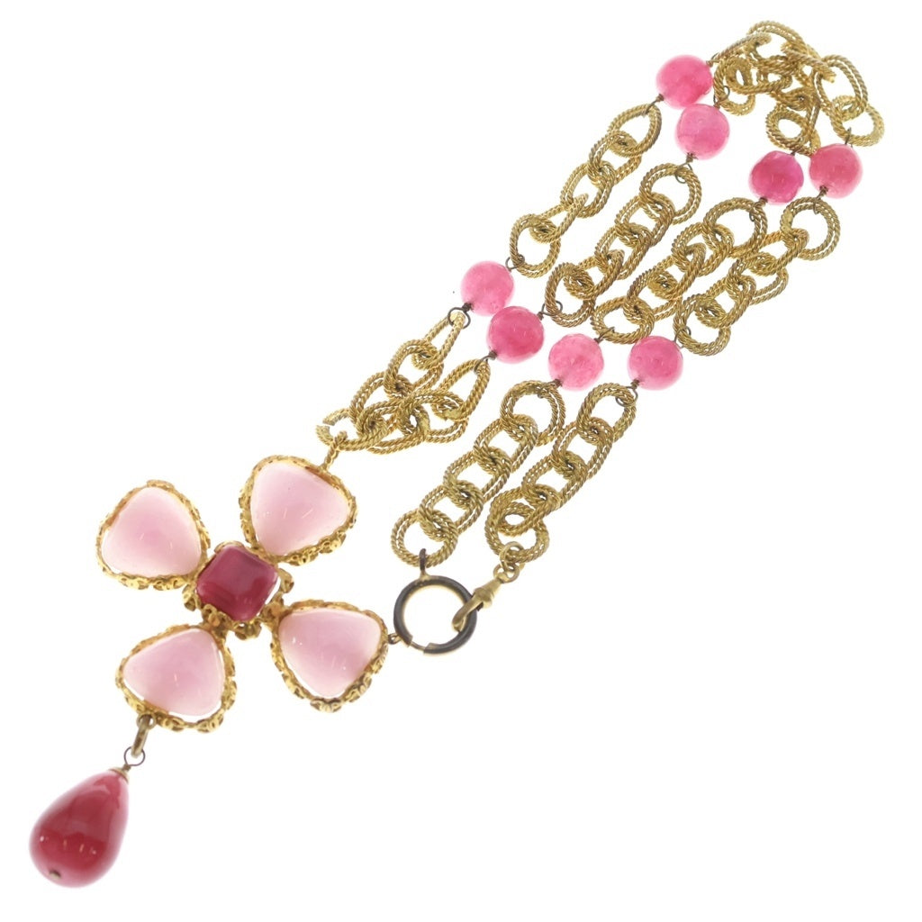 CHANEL(シャネル) ヴィンテージ グリポア ピンク石 ネックレス GP ゴールド レディース