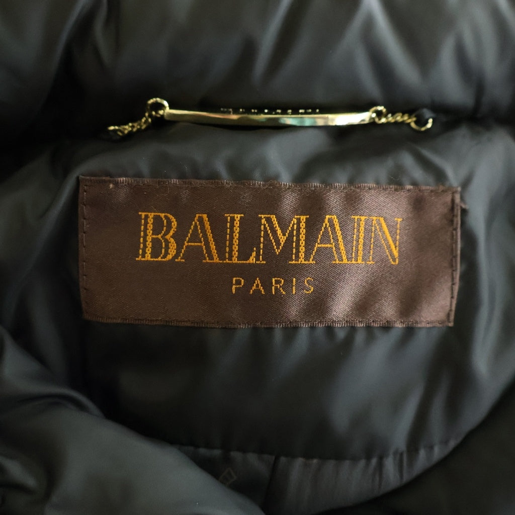 BALMAIN(バルマン) ブルーフォックス ダウン コート ファー フーテッド グレー