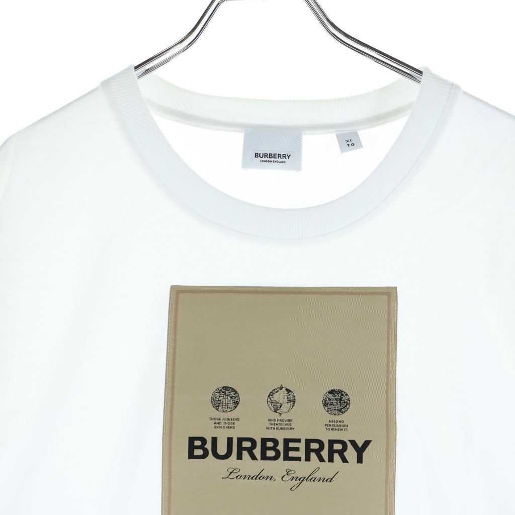 BURBERRY(バーバリー) ラベルアップリケ ロゴ 半袖カットソー Tシャツ ホワイト