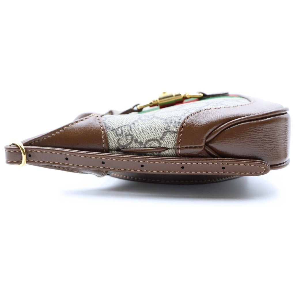 GUCCI(グッチ) GGスプリーム ジャッキー1961 ハンド ショルダーバッグ PVC/レザー ブラウン/ベージュ 637092