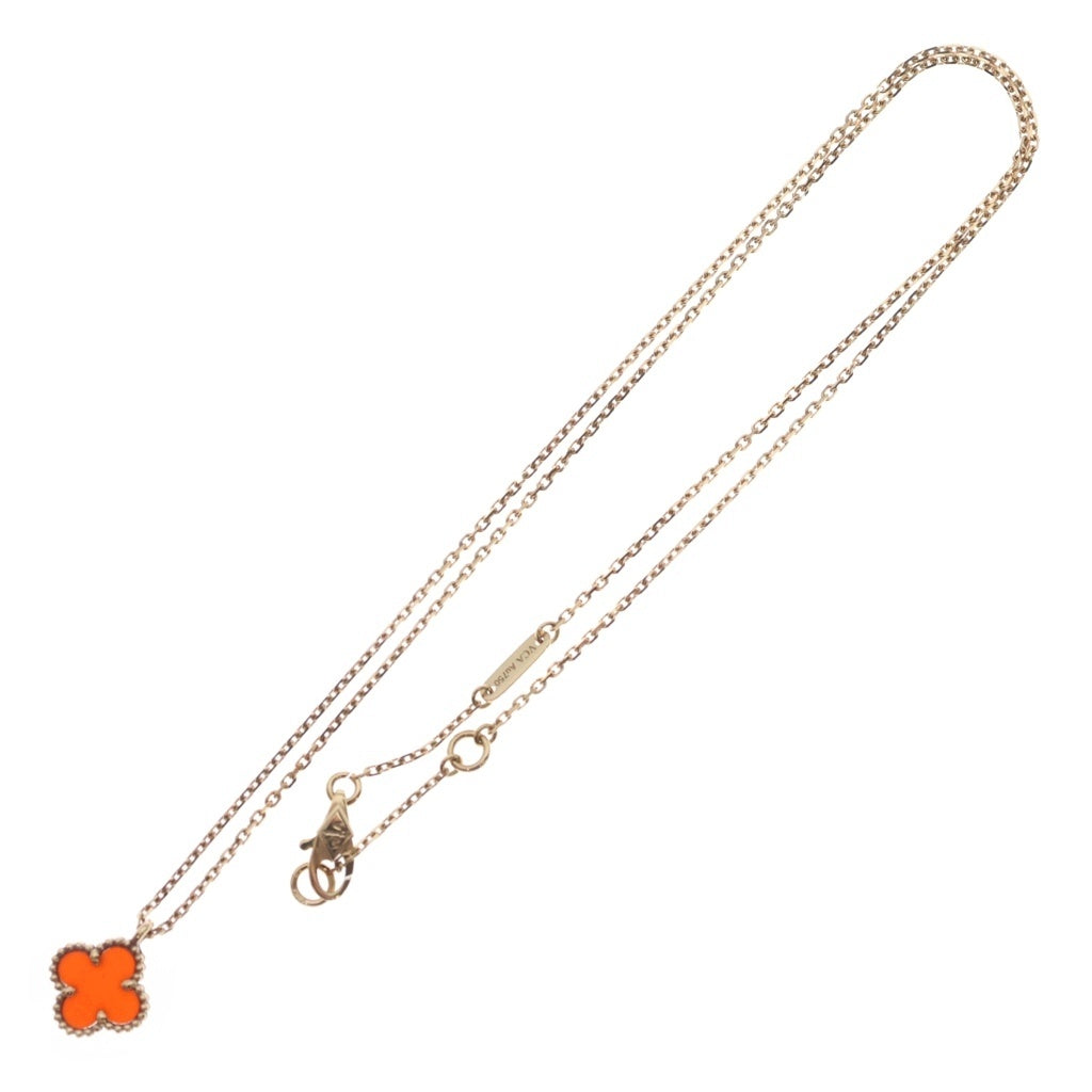 Van Cleef & Arpels(ヴァンクリーフアンドアーペル) スウィート アルハンブラ ペンダント ネックレス カーネリアン ピンクゴールド Au750PG VCARN59M00 レディース
