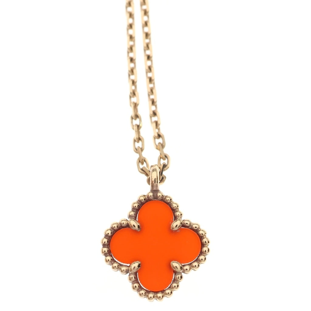 Van Cleef & Arpels(ヴァンクリーフアンドアーペル) スウィート アルハンブラ ペンダント ネックレス カーネリアン ピンクゴールド Au750PG VCARN59M00 レディース