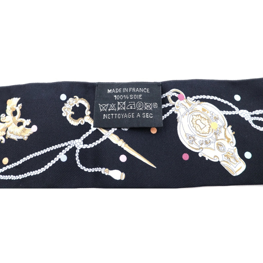 HERMES(エルメス) ツイリー レクレアポア ブラック シルク スカーフ レディース