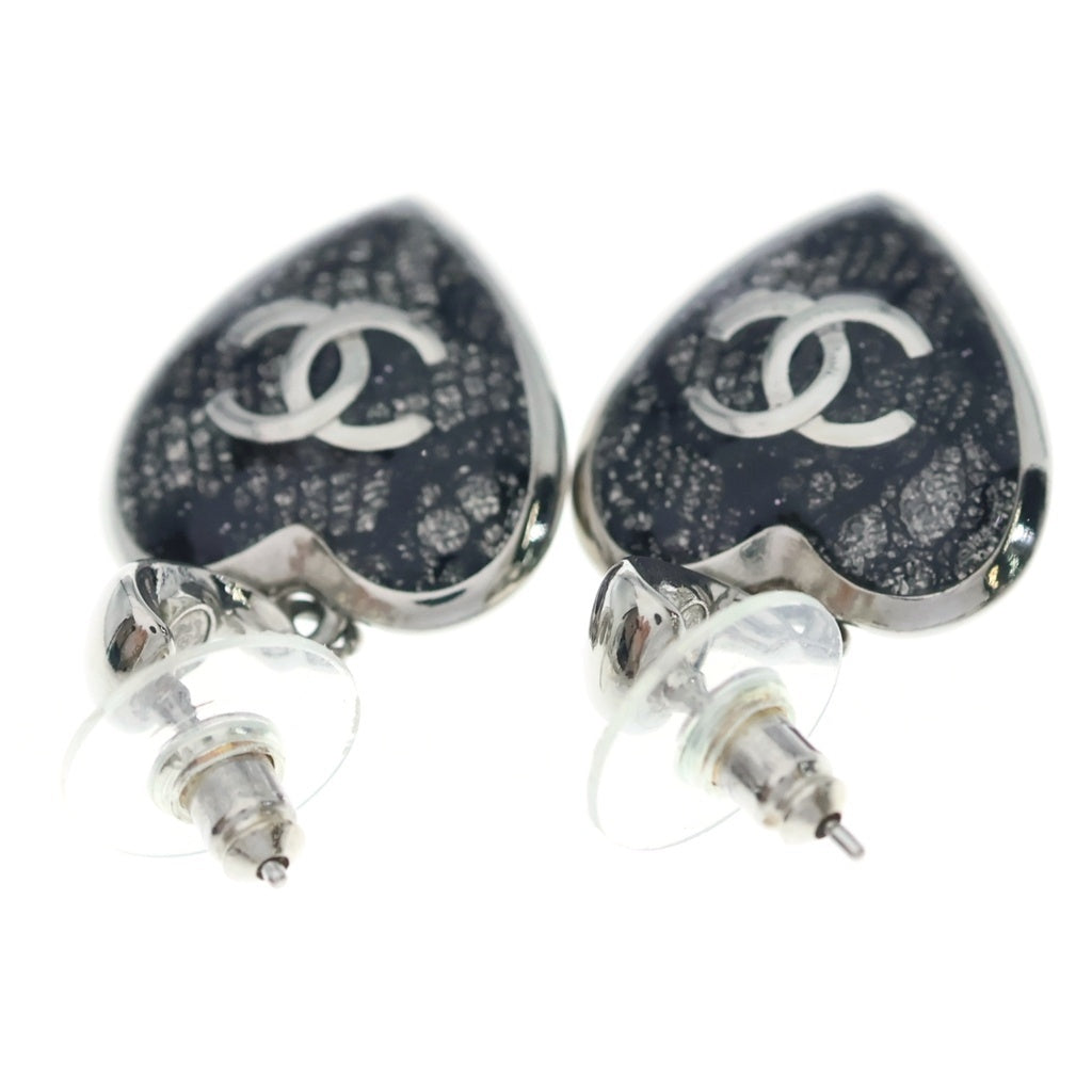 CHANEL(シャネル) ココマーク ハート レース ピアス シルバー×ブラック レディース
