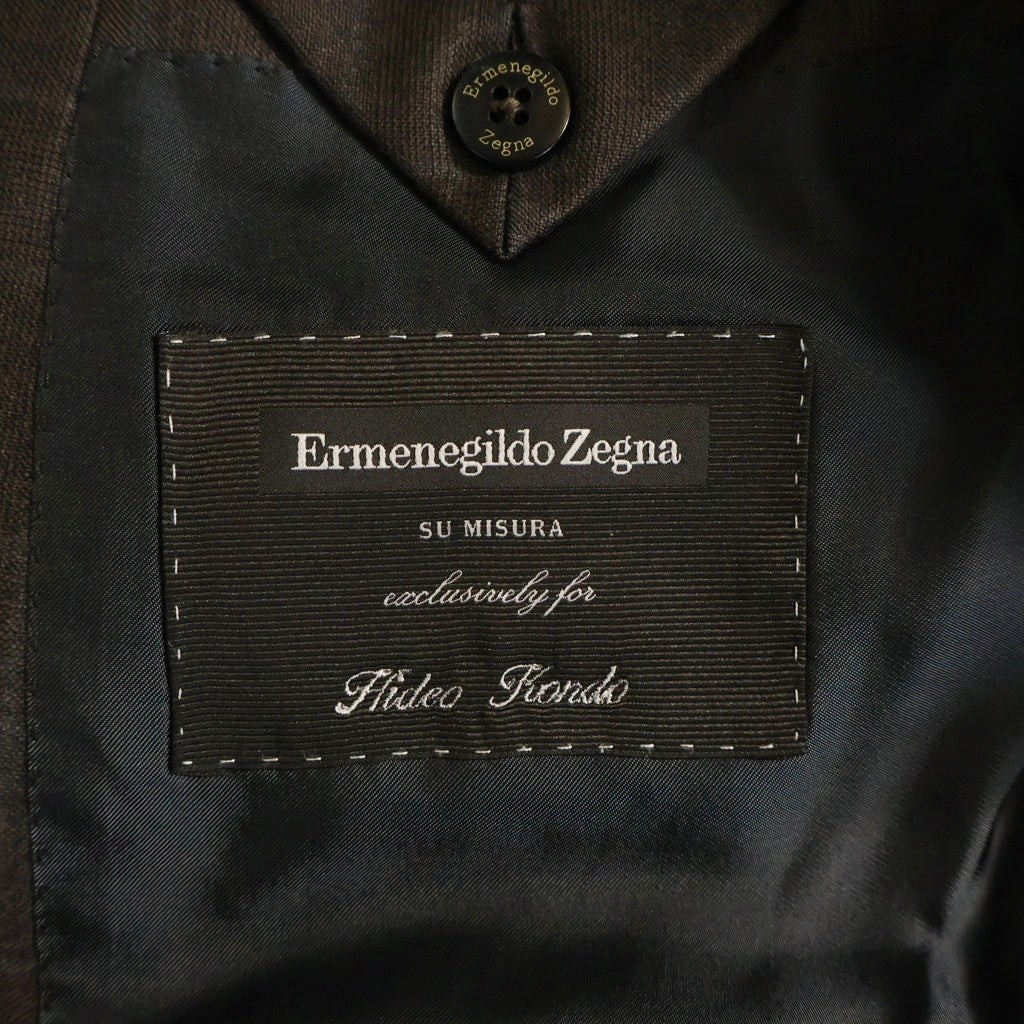 Ermenegildo Zegna(エルメネジルドゼニア) セットアップ ジャケット×パンツ チェック柄 グレー ウール 04F050