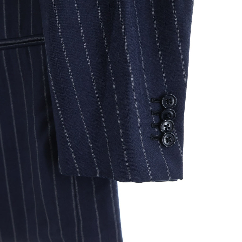 Ermenegildo Zegna(エルメネジルドゼニア) セットアップ ジャケット×ベスト×パンツ ストライプ ネイビー ウール 02F052