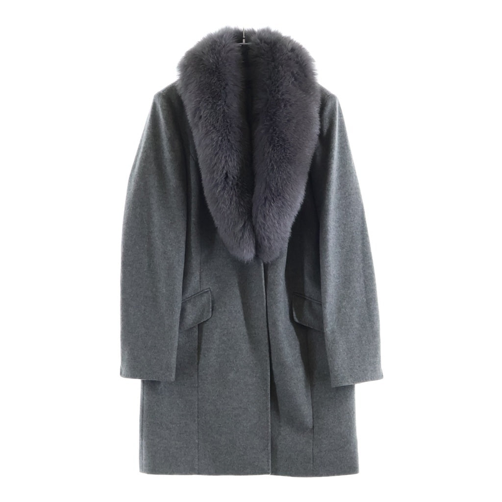NO BRAND(ノーブランド) LORITTI(ロリッティ) 襟ファー カシミヤコート グレー CC43604 レディース