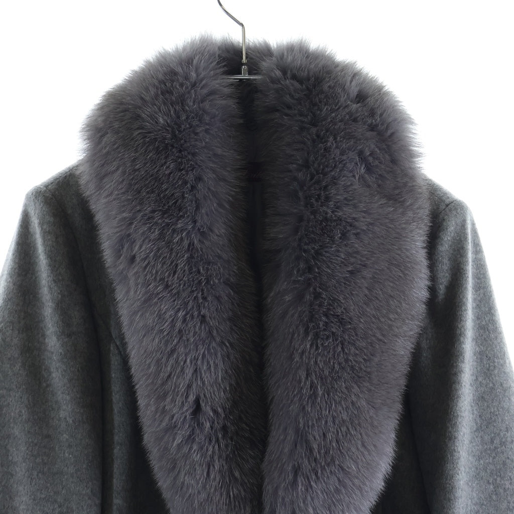 NO BRAND(ノーブランド) LORITTI(ロリッティ) 襟ファー カシミヤコート グレー CC43604 レディース
