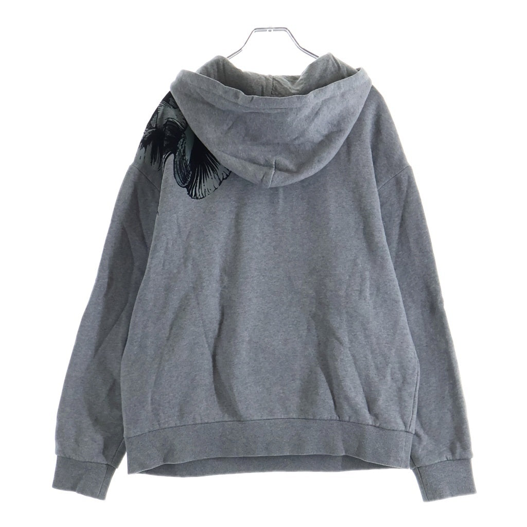 EMPORIO ARMANI(エンポリオアルマーニ) Flower Embroidery Hoodie 花柄刺繍 プルオーバーフーディー パーカー コットン 裏起毛 グレー 6H1M6Q 1JH6Z