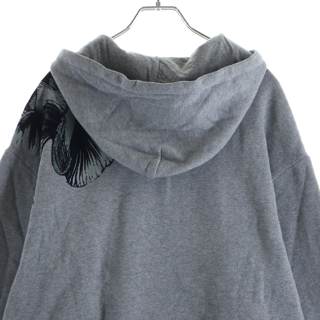 EMPORIO ARMANI(エンポリオアルマーニ) Flower Embroidery Hoodie 花柄刺繍 プルオーバーフーディー パーカー コットン 裏起毛 グレー 6H1M6Q 1JH6Z