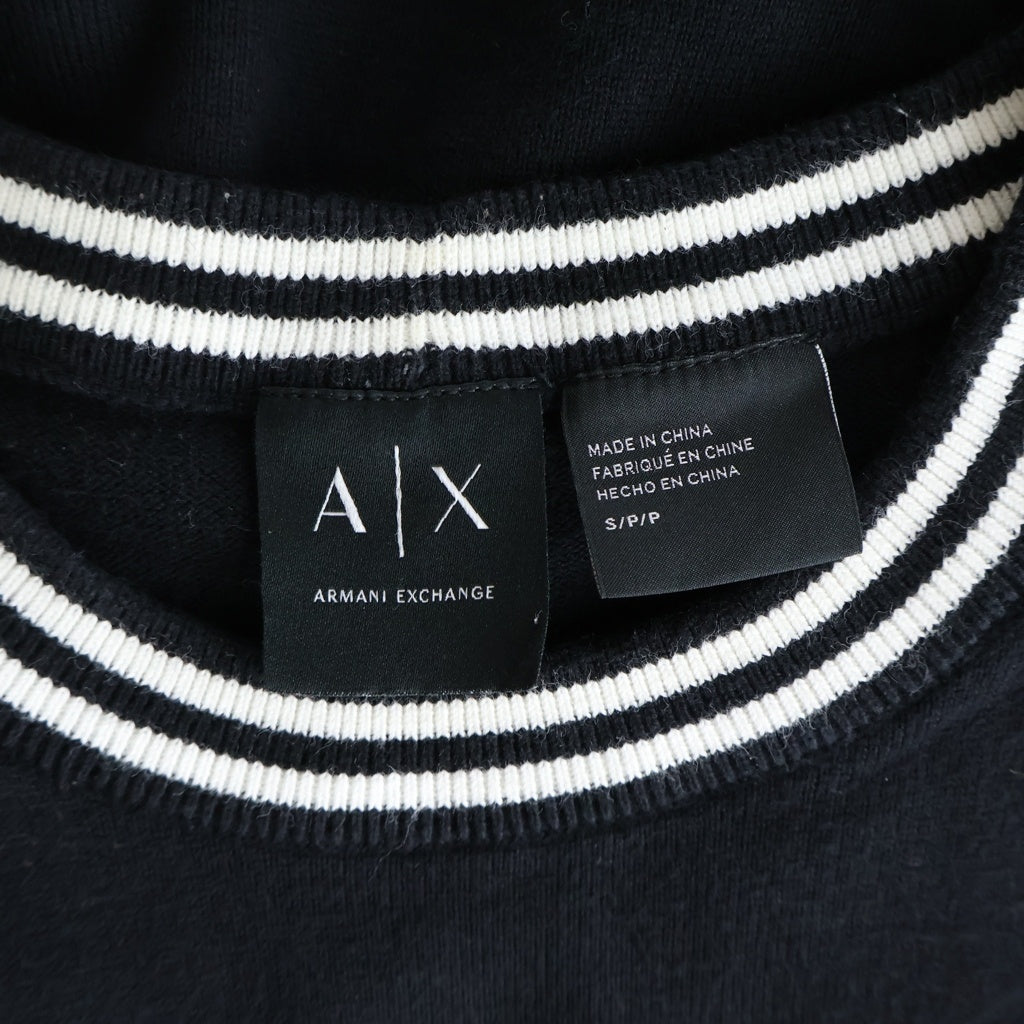 Armani Exchange(アルマーニ エクスチェンジ) 裾ロゴ コットンニット 長袖セーター サイドリブ編み ブラック 6YZM1H ZML3Z