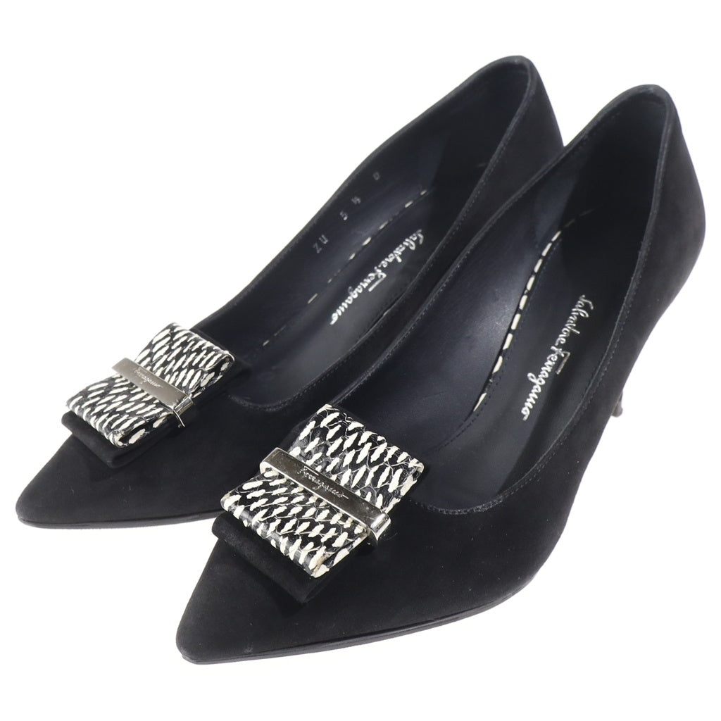 Salvatore Ferragamo(サルヴァトーレ フェラガモ) Mimi Womens Nero Suede ミミウィメンズネロスエード ヒールパンプス ブラック