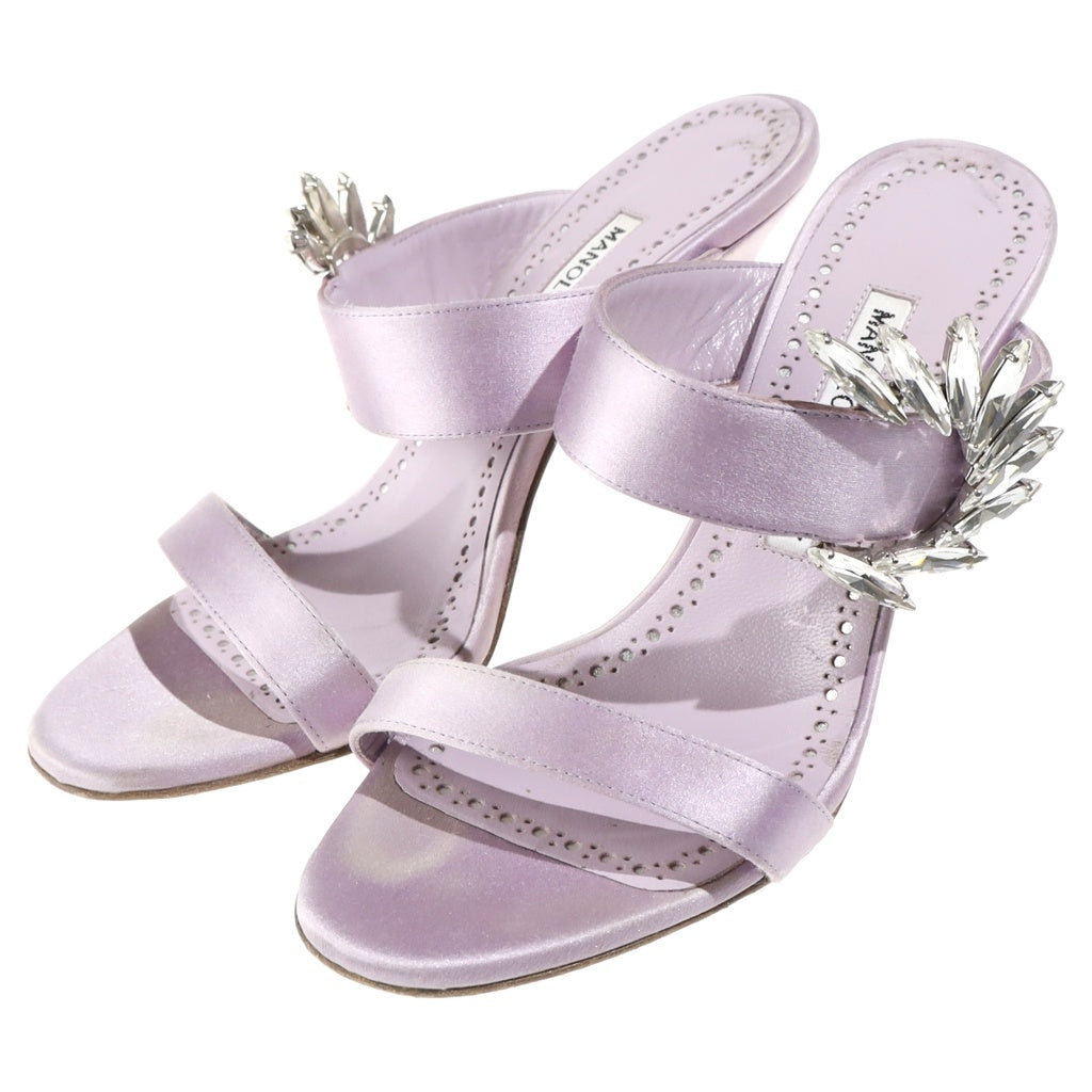 MANOLO BLAHNIK(マノロブラニク) キファサン ストーン装飾 ヒールサンダル ライトパープル