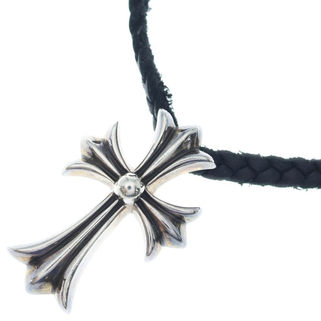 CHROME HEARTS(クロムハーツ) CH CRS SML CL スモールCHクロス クリンプト レザーブレイド ネックレス シルバー/ブラック BCA217
